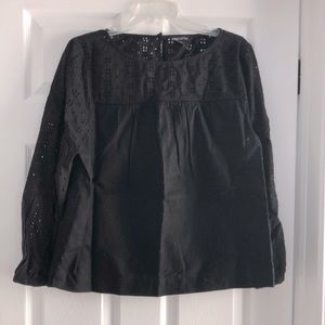 J Crew long sleeve eyelet and linen top
